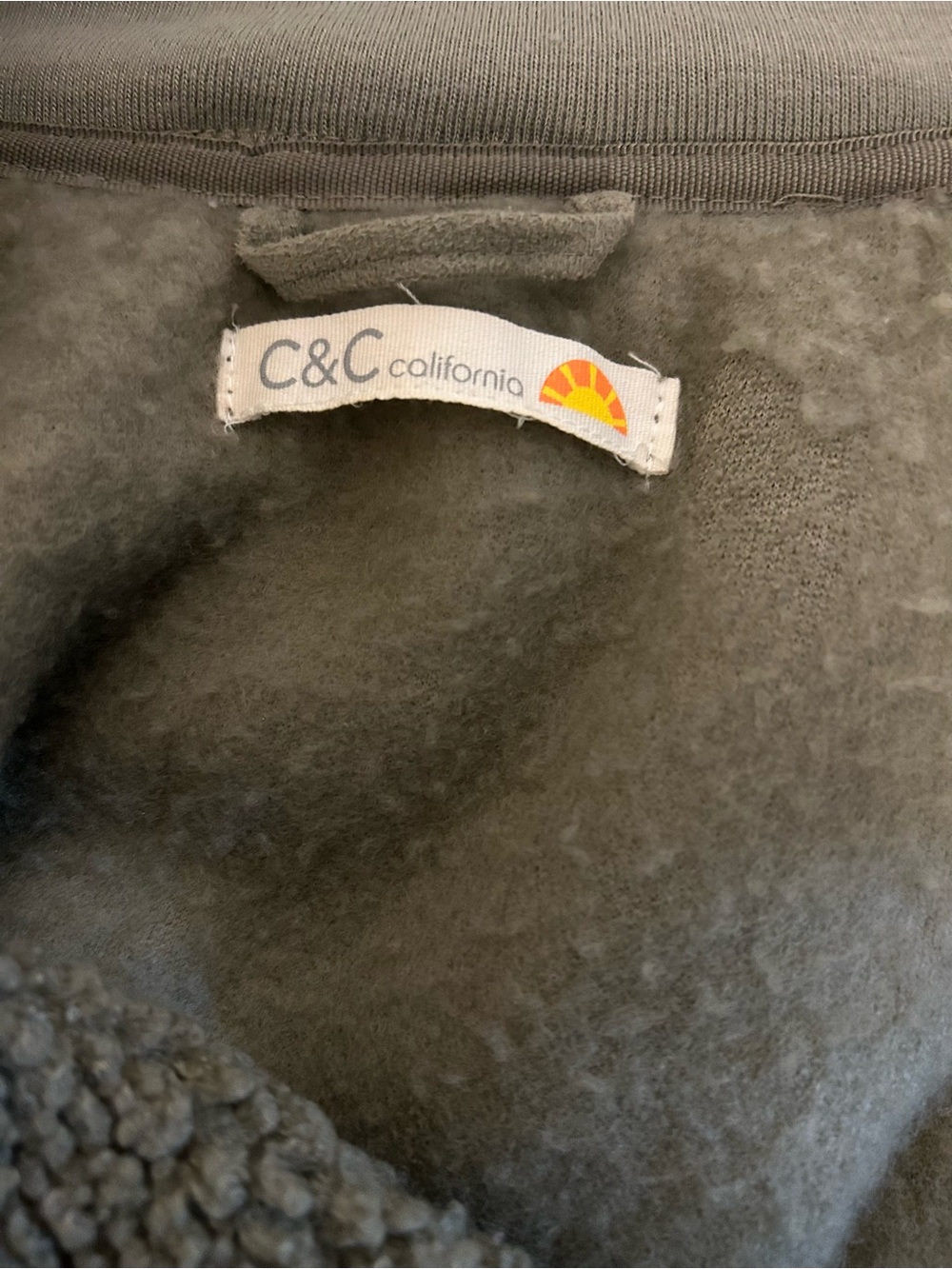 C&C California Women’s Large Sherpa Fleece Quarter Zip Pullover Sage Green - Picture 5 of 7